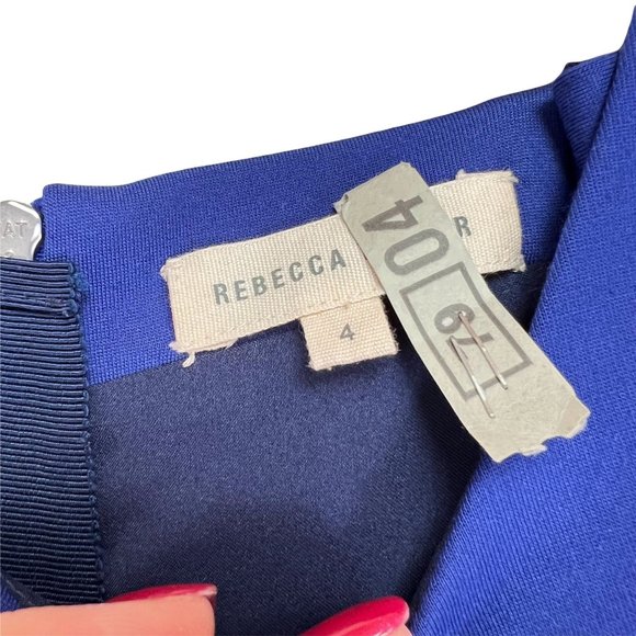 Rebecca Taylor Cold Shoulder Peplum Hem Midi Dress Blue Size 4 - Picture 5 of 7